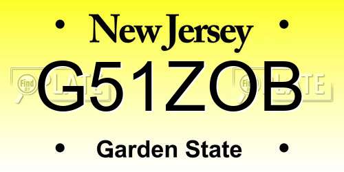 G51ZOB New Jersey License Plate