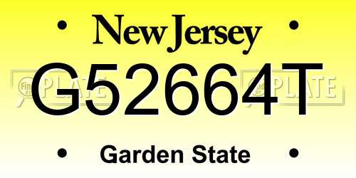 G52664T New Jersey License Plate