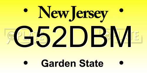 G52DBM New Jersey License Plate