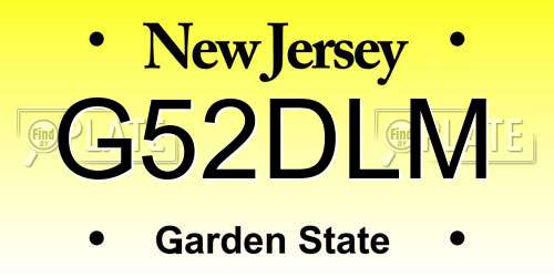 G52DLM New Jersey License Plate