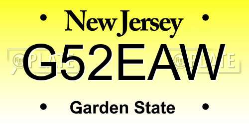 G52EAW New Jersey License Plate
