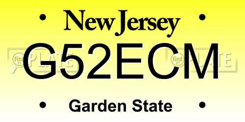 G52ECM New Jersey License Plate