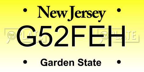 G52FEH New Jersey License Plate