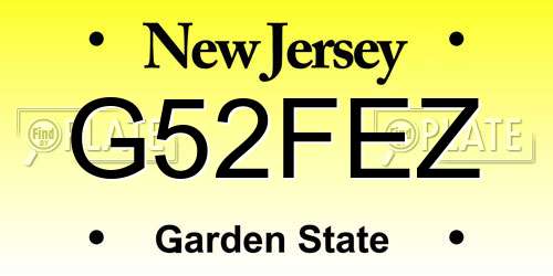 G52FEZ New Jersey License Plate