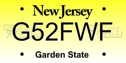 G52FWF New Jersey License Plate