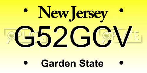 G52GCV New Jersey License Plate