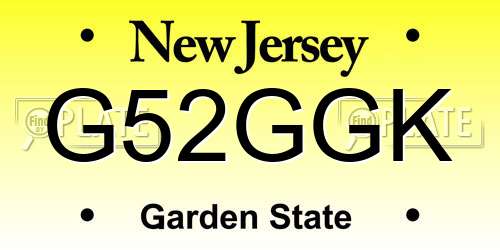 G52GGK New Jersey License Plate