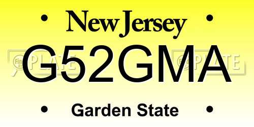 G52GMA New Jersey License Plate