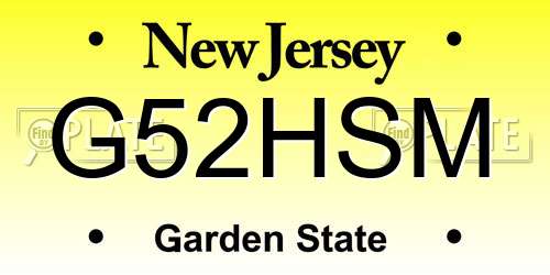 G52HSM New Jersey License Plate