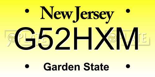 G52HXM New Jersey License Plate