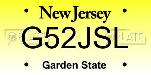 G52JSL New Jersey License Plate