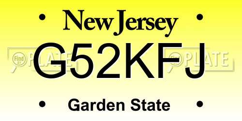 G52KFJ New Jersey License Plate