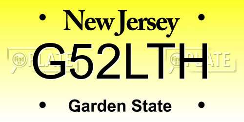 G52LTH New Jersey License Plate