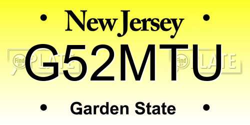 G52MTU New Jersey License Plate
