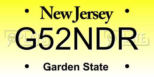 G52NDR New Jersey License Plate