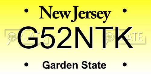 G52NTK New Jersey License Plate