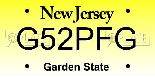 G52PFG New Jersey License Plate
