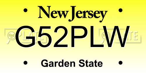 G52PLW New Jersey License Plate