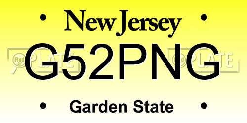 G52PNG New Jersey License Plate