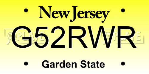 G52RWR New Jersey License Plate