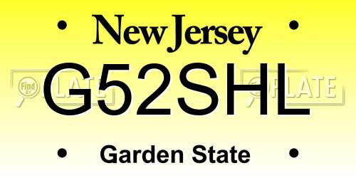 G52SHL New Jersey License Plate