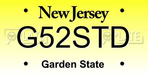 G52STD New Jersey License Plate