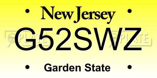 G52SWZ New Jersey License Plate