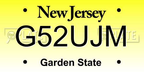 G52UJM New Jersey License Plate