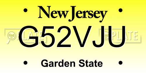 G52VJU New Jersey License Plate