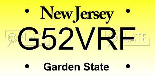 G52VRF New Jersey License Plate