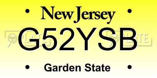 G52YSB New Jersey License Plate
