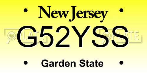 G52YSS New Jersey License Plate