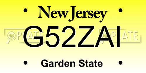 G52ZAI New Jersey License Plate