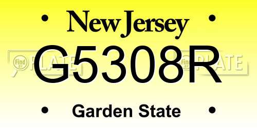 G5308R New Jersey License Plate