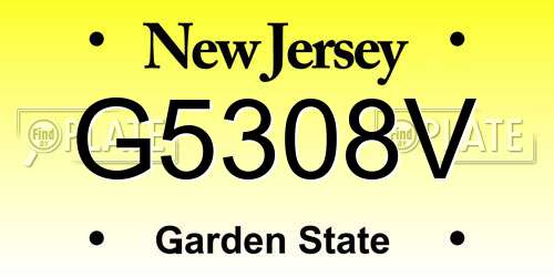 G5308V New Jersey License Plate
