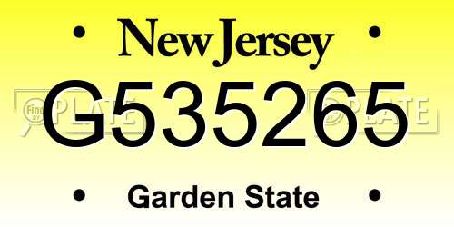 G535265 New Jersey License Plate