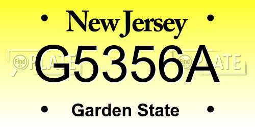 G5356A New Jersey License Plate