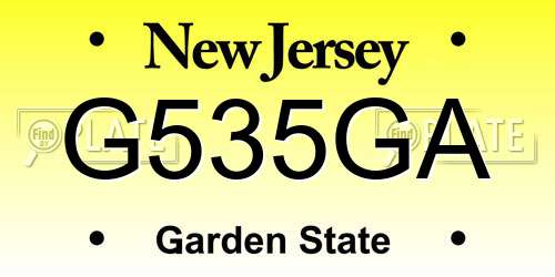 G535GA New Jersey License Plate