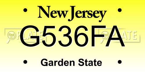 G536FA New Jersey License Plate