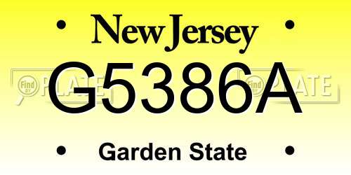 G5386A New Jersey License Plate