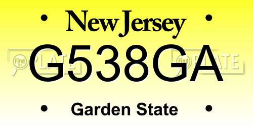 G538GA New Jersey License Plate