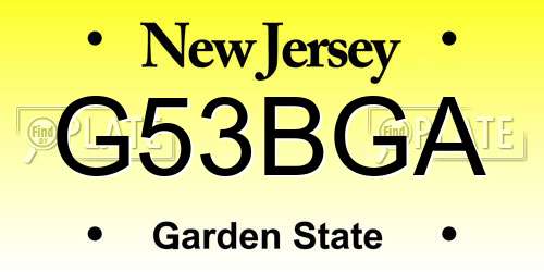 G53BGA New Jersey License Plate