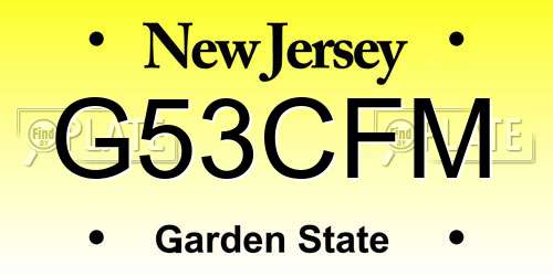 G53CFM New Jersey License Plate