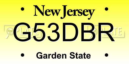 G53DBR New Jersey License Plate