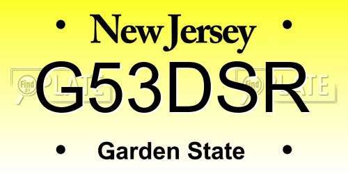 G53DSR New Jersey License Plate