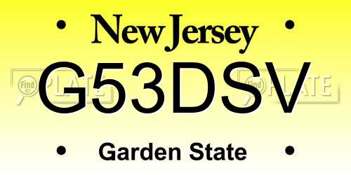 G53DSV New Jersey License Plate