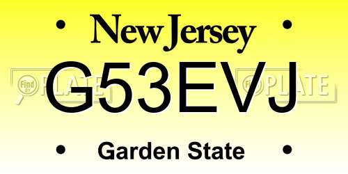G53EVJ New Jersey License Plate