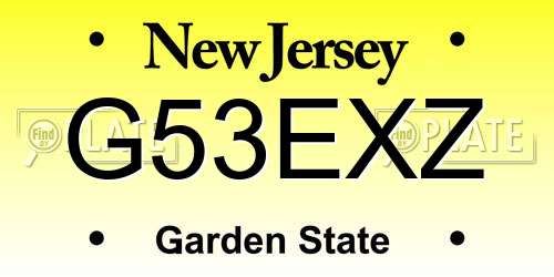 G53EXZ New Jersey License Plate