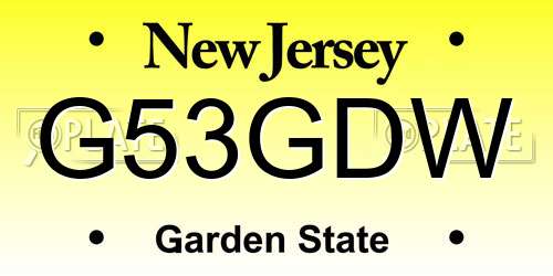 G53GDW New Jersey License Plate