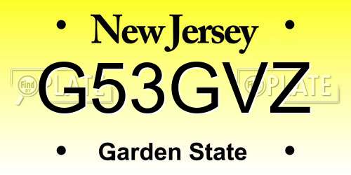 G53GVZ New Jersey License Plate